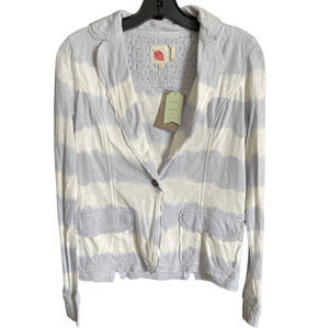 NWT Lilka Womens Pullover Striped Basic Jacket Long Sleeve Size XS Blue/White
